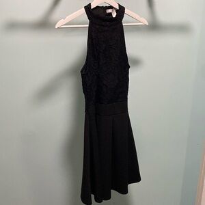 Semi formal black dress. Zip up halter top. Sleeveless